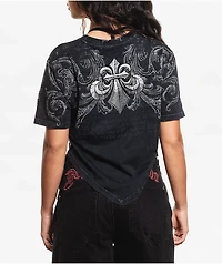 Affliction Collapse Black Wash Crop T-Shirt