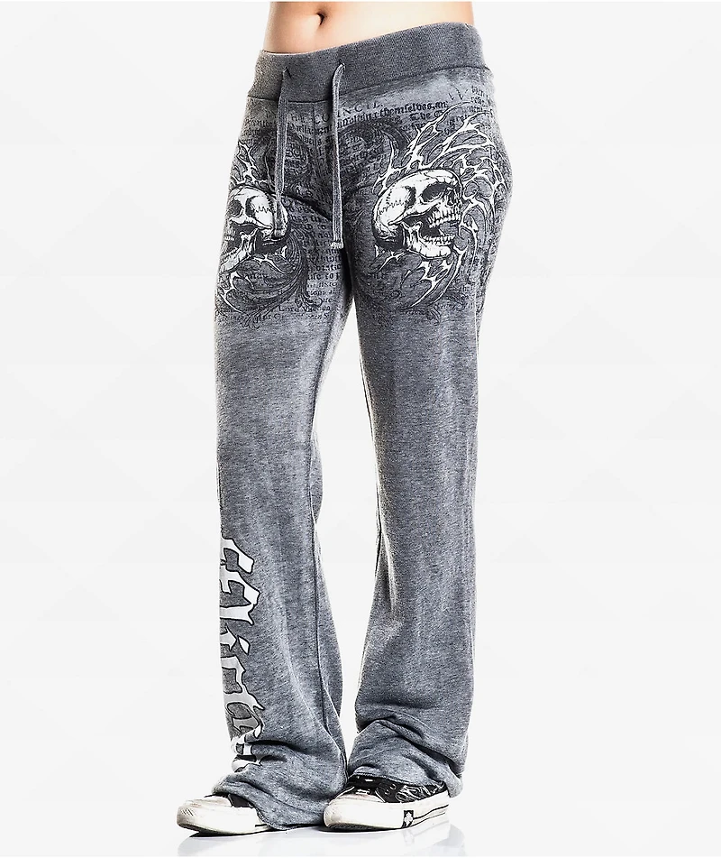 Affliction Collapse Black Wash Wide Leg Sweatpants