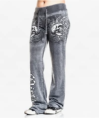 Affliction Collapse Black Wash Wide Leg Sweatpants