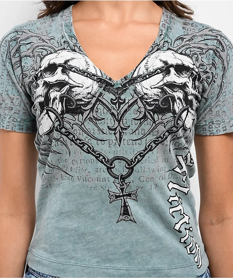 Affliction Collapse Blue Wash V-Neck T-Shirt