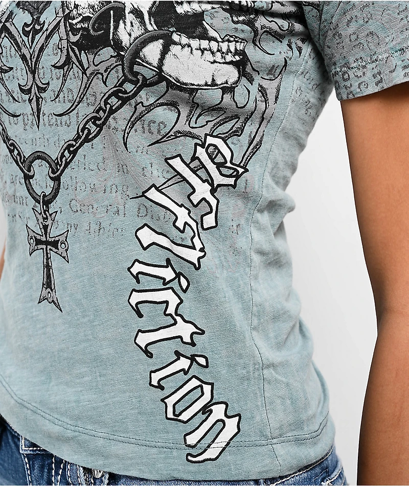 Affliction Collapse Blue Wash V-Neck T-Shirt