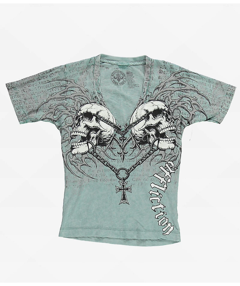 Affliction Collapse Blue Wash V-Neck T-Shirt