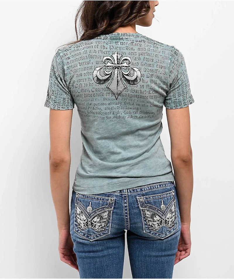 Affliction Collapse Blue Wash V-Neck T-Shirt