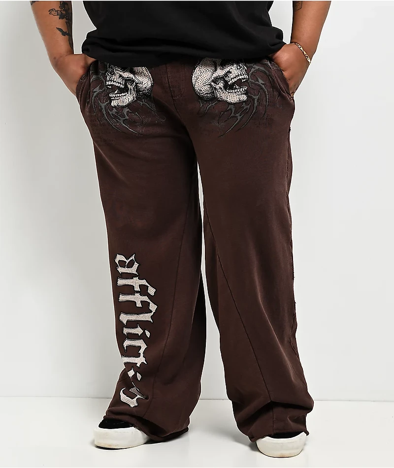 Affliction Collapse Brown Sweatpants