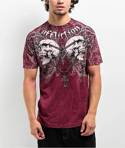 Affliction Collapse Burgundy T-Shirt