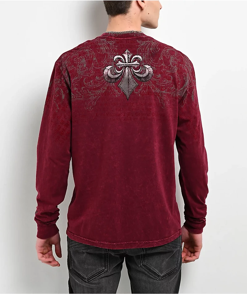 Affliction Collapse Last Red Wash Long Sleeve T-Shirt