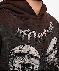 Affliction Collapse Rhinestone Brown Wash Hoodie