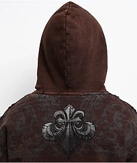 Affliction Collapse Rhinestone Brown Wash Hoodie