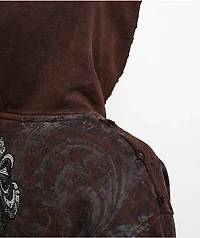 Affliction Collapse Rhinestone Brown Wash Hoodie