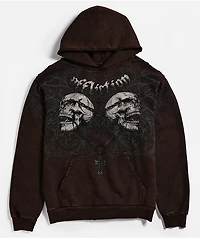 Affliction Collapse Rhinestone Brown Wash Hoodie