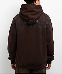 Affliction Collapse Rhinestone Brown Wash Hoodie