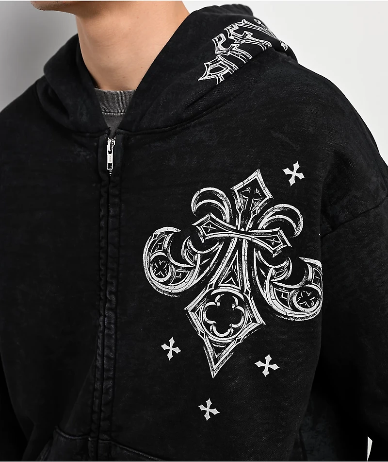 Affliction Courage Black Wash Zip Hoodie