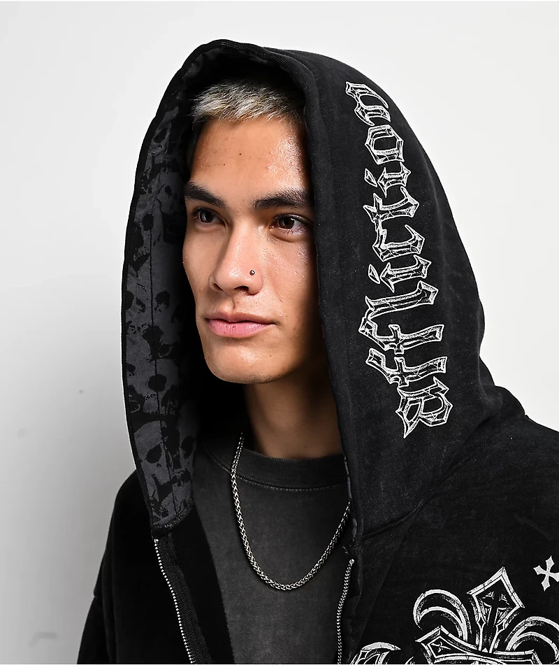 Affliction Courage Black Wash Zip Hoodie