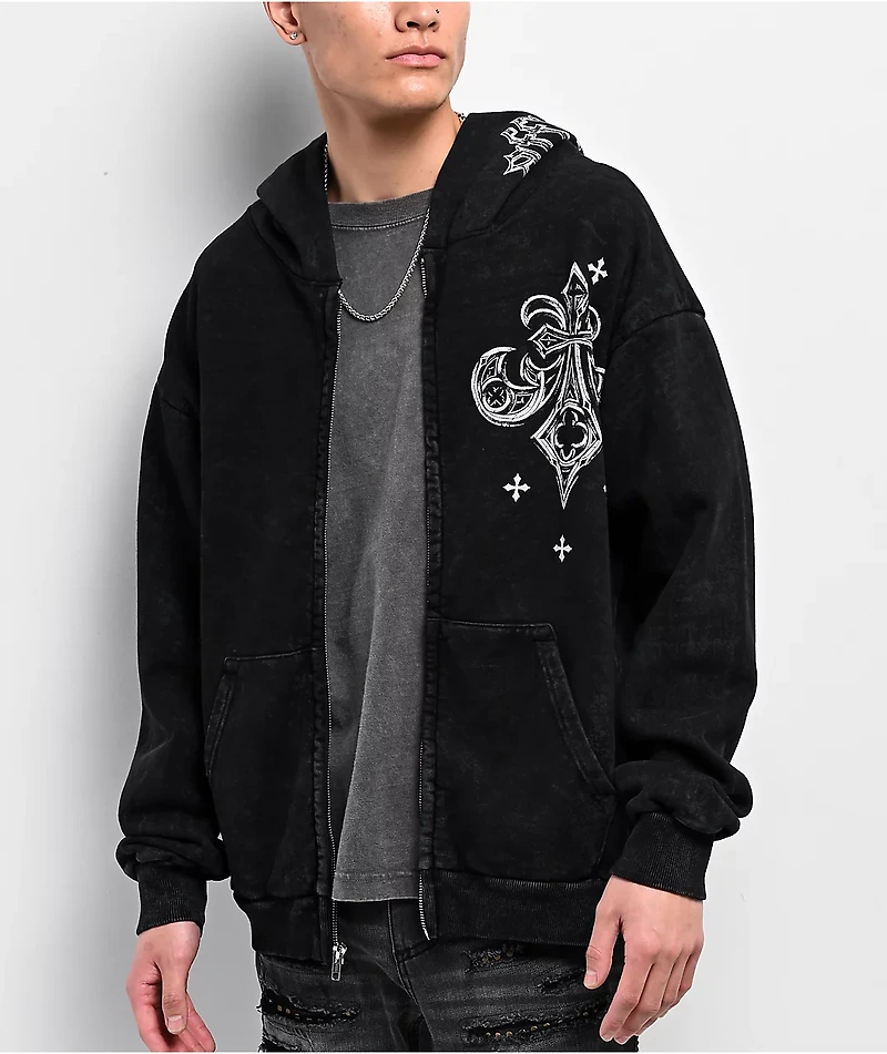 Affliction Courage Black Wash Zip Hoodie