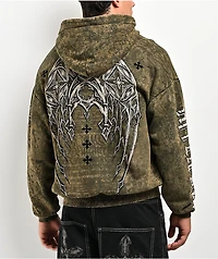 Affliction Courage Faux Fur Green Zip Hoodie