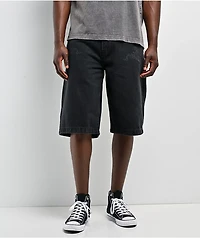Affliction Creed Black Wash Wide Leg Denim Shorts