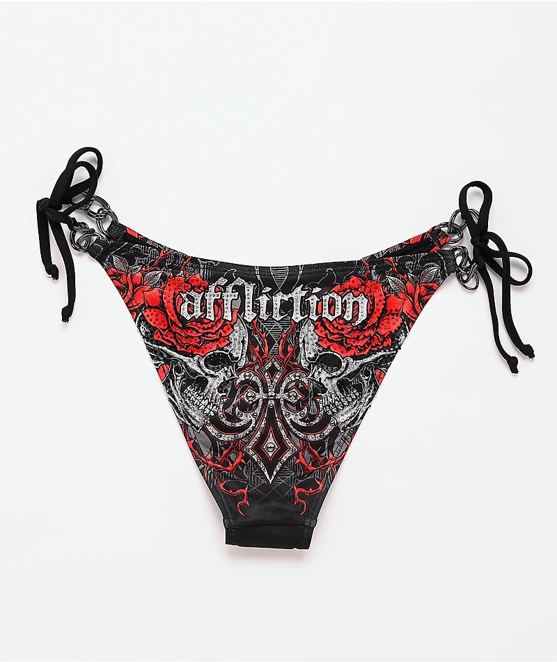 Affliction Crimson Temple Black Bikini Bottom