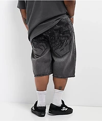 Affliction Crossed Chains Grey Wash Denim Shorts