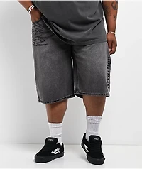 Affliction Crossed Chains Grey Wash Denim Shorts