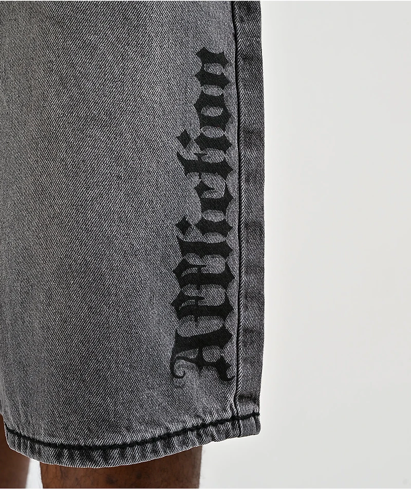 Affliction Crossed Chains Grey Wash Denim Shorts