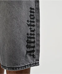 Affliction Crossed Chains Grey Wash Denim Shorts