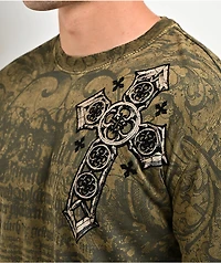 Affliction Crossed Green Long Sleeve T-Shirt
