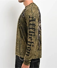 Affliction Crossed Green Long Sleeve T-Shirt