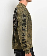 Affliction Crossed Green Long Sleeve T-Shirt