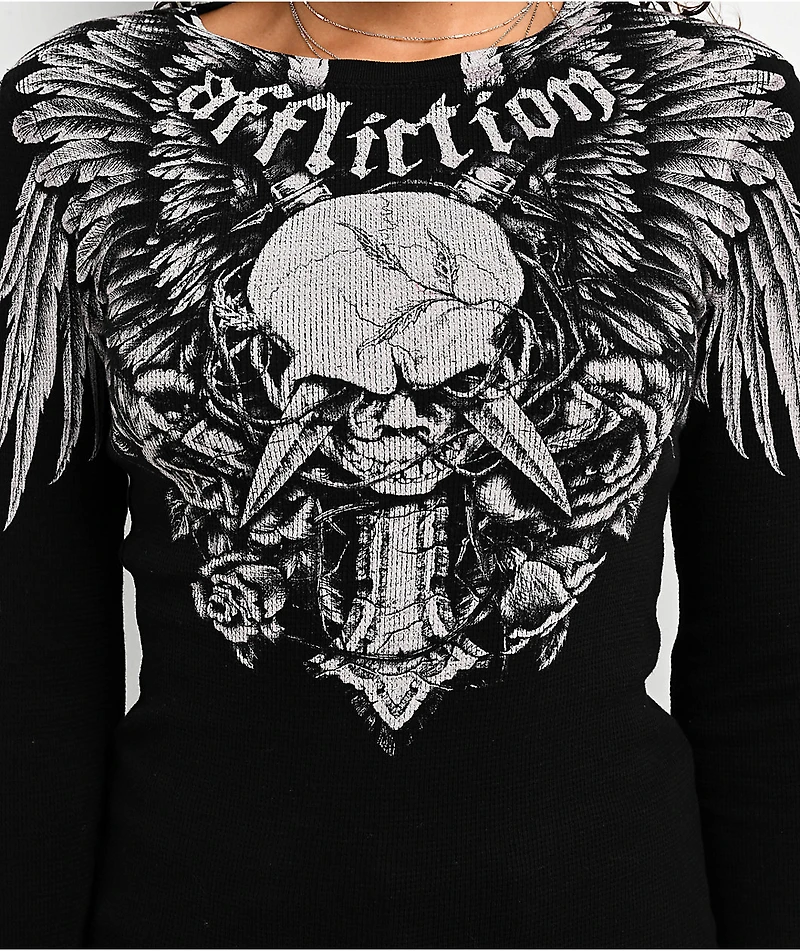Affliction Crossed Over Black Lava Thermal Long Sleeve T-Shirt