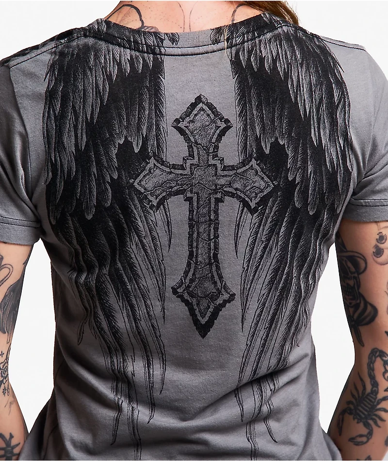 Affliction Crossed Over Grey T-Shirt