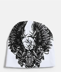 Affliction Crossed Over White Skully Beanie