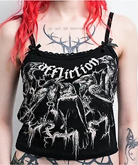 Affliction Crows Black Lace Crop Tank Top