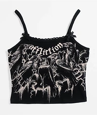 Affliction Crows Black Lace Crop Tank Top