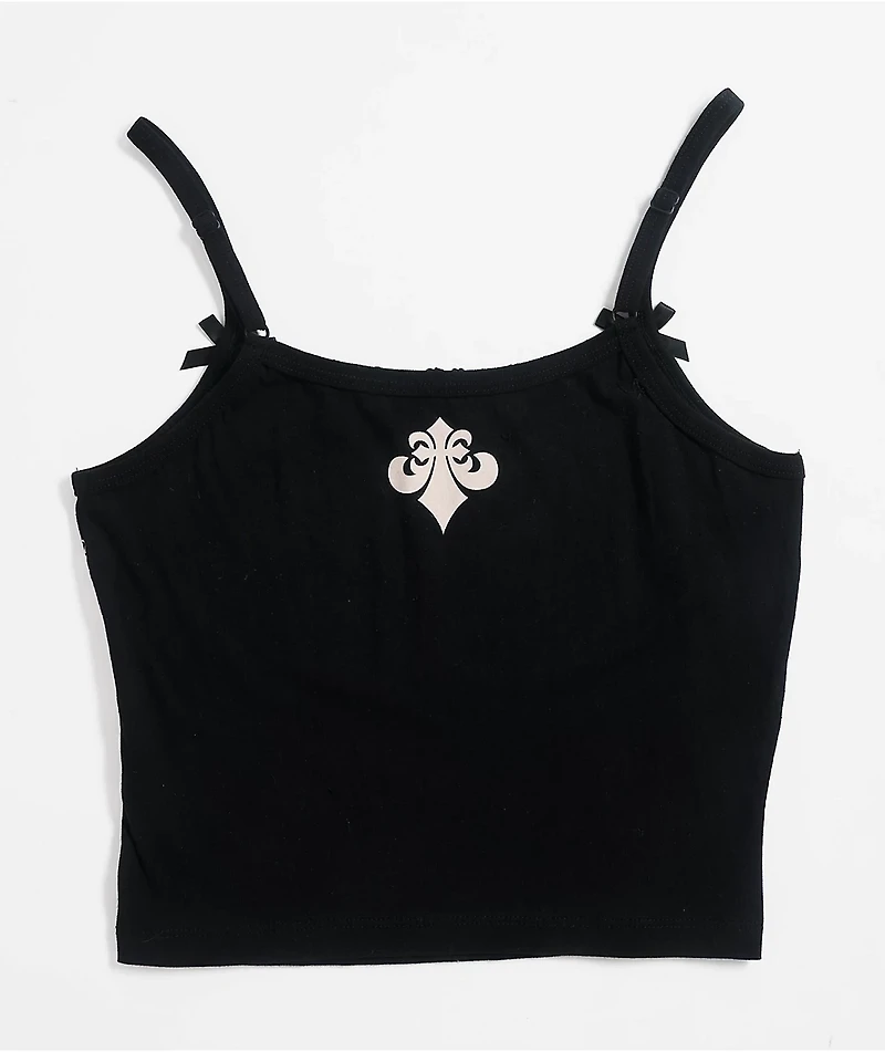 Affliction Crows Black Lace Crop Tank Top