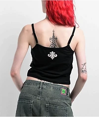 Affliction Crows Black Lace Crop Tank Top