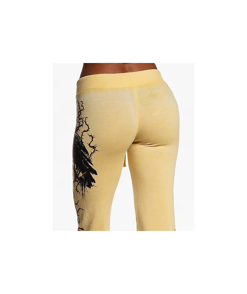 Affliction Crows Burnout Yellow Sweatpants