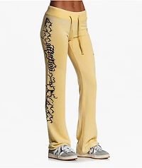 Affliction Crows Burnout Yellow Sweatpants