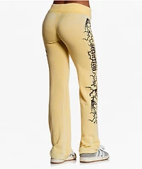 Affliction Crows Burnout Yellow Sweatpants