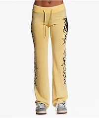 Affliction Crows Burnout Yellow Sweatpants