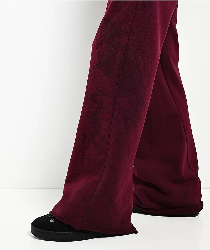 Affliction Crows Dark Purple Wash Wide Leg Sweatpants