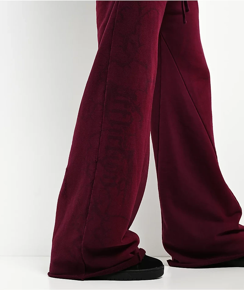 Affliction Crows Dark Purple Wash Wide Leg Sweatpants