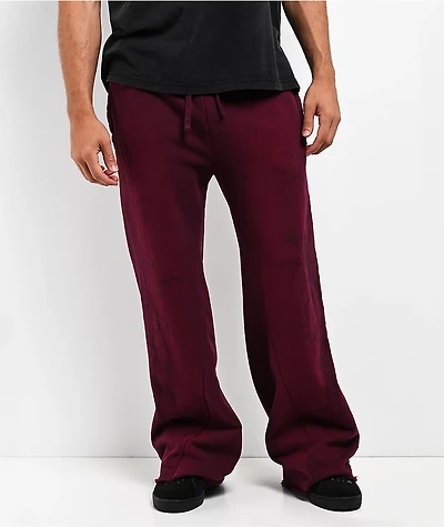 Affliction Crows Dark Purple Wash Wide Leg Sweatpants