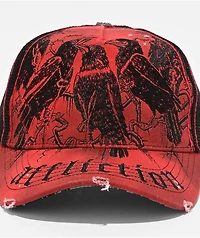 Affliction Crows Dirty Red Potassium Spray & Black Trucker Hat