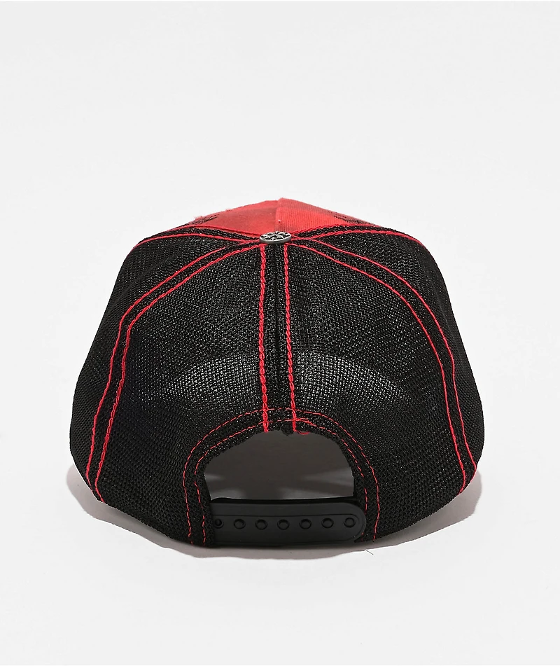 Affliction Crows Dirty Red Potassium Spray & Black Trucker Hat