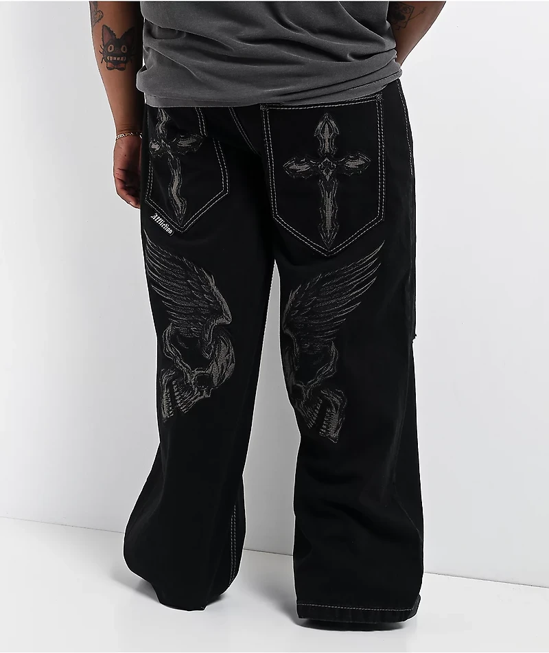 Affliction Cursed Loti Black Wash Wide Leg Jeans