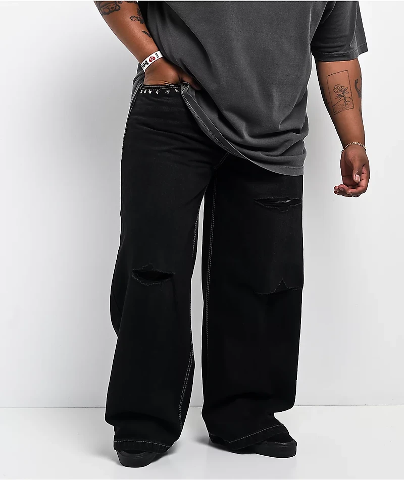Affliction Cursed Loti Black Wash Wide Leg Jeans