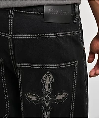 Affliction Cursed Loti Black Wash Wide Leg Jeans