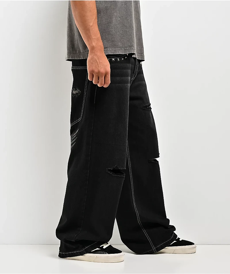 Affliction Cursed Loti Black Wash Wide Leg Jeans