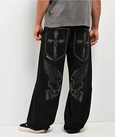 Affliction Cursed Loti Black Wash Wide Leg Jeans