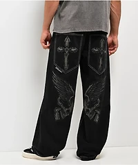 Affliction Cursed Loti Black Wash Wide Leg Jeans